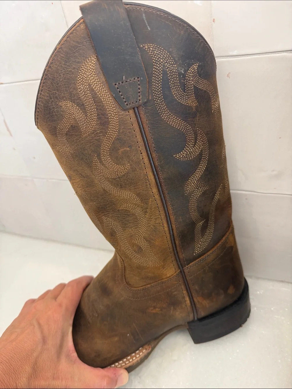 Kids Brown Western Pull-On Cowboy Boots